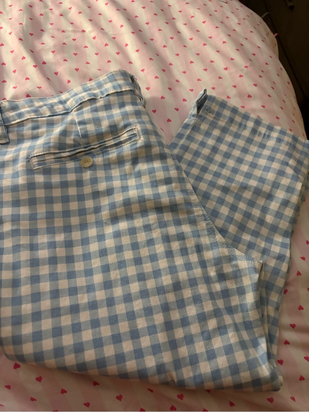 Fashion Nova Light Blue and White Gingham Capris
